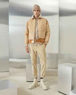 Outlet Chevignon Blouson Cosmo Beige Blouson Emblematique En Cuir Et Nylon