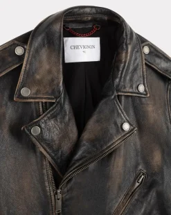 Flash Sale Chevignon Blouson En Cuir Biker Blouson En Cuir Vieilli