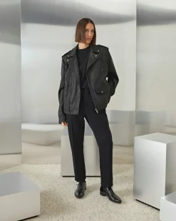 New Chevignon Blouson En Cuir Biker Noir Blouson Biker En Cuir De Vachette
