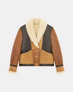 Outlet Chevignon Blouson En Cuir Camerashearling W Cacao Blouson En Cuir De Mouton Femme