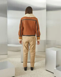 Outlet Chevignon Blouson En Cuir Camerashearling W Cacao Blouson En Cuir De Mouton Femme