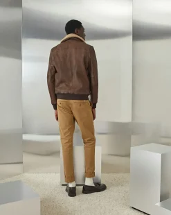 Online Chevignon Blouson En Cuir Gyver Vintage Cacao Blouson En Cuir Inspiration Aviateur