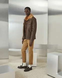 Best Chevignon Blouson En Cuir V-Shearling Cacao Blouson En Cuir D'Agneau