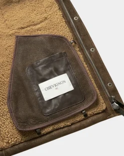 Best Chevignon Blouson En Cuir V-Shearling Cacao Blouson En Cuir D'Agneau