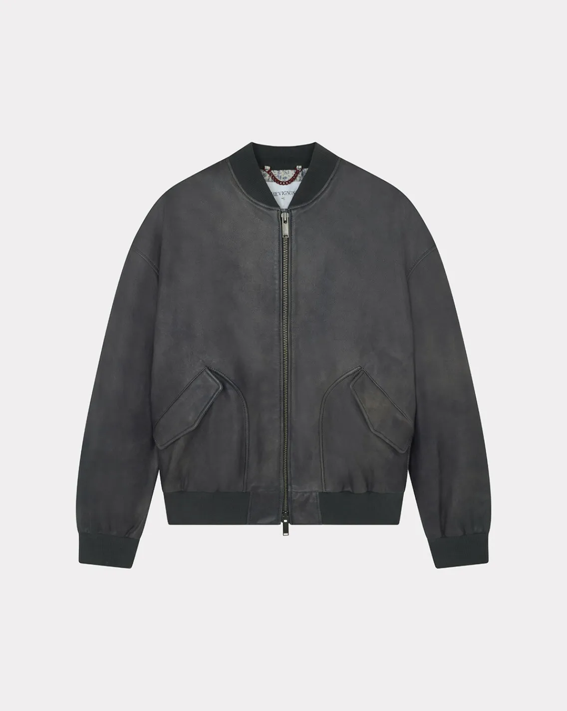 Fashion Chevignon Blouson Exclusive Surplus Bleu Blouson Teddy En Cuir De Vachette Brode