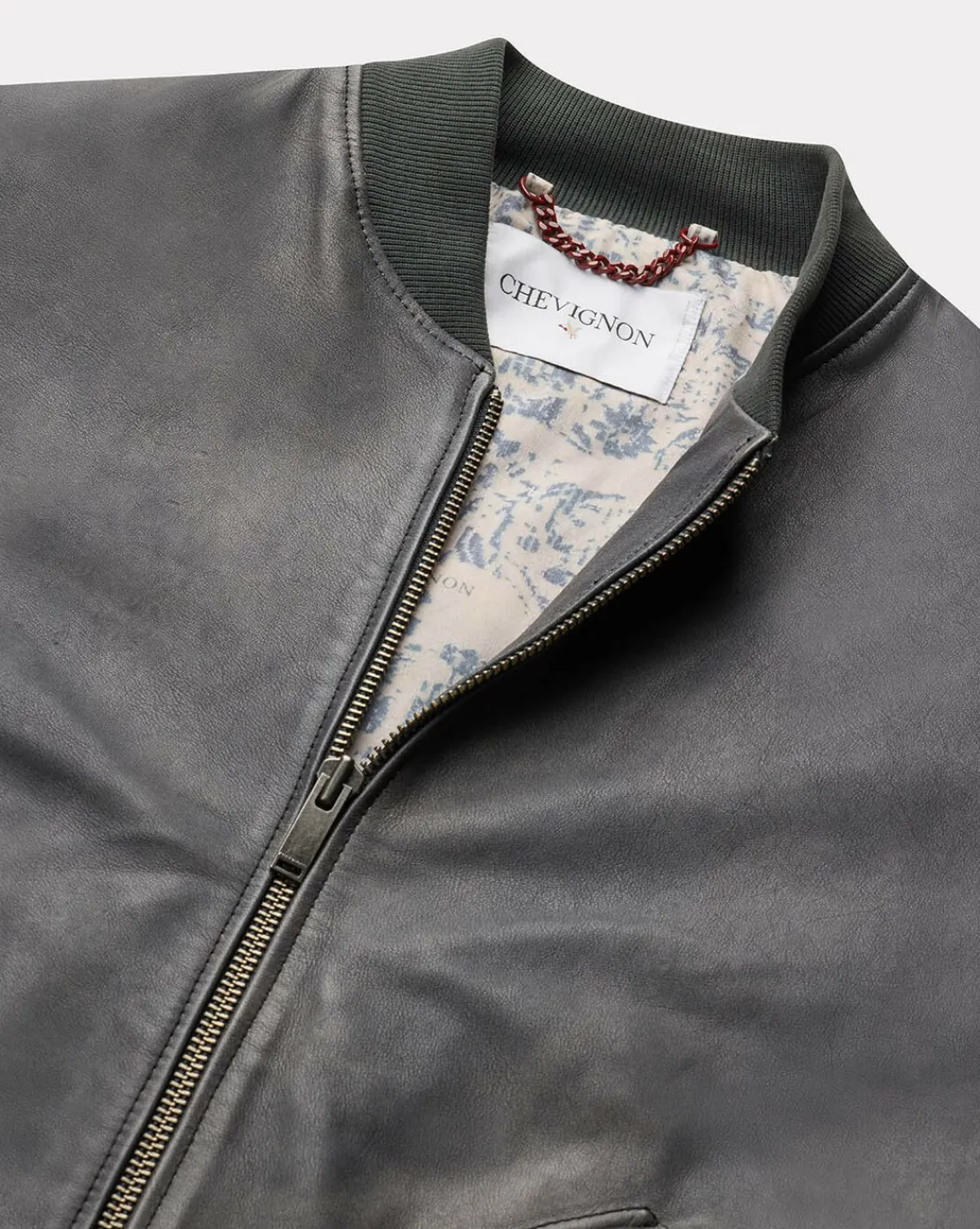 Fashion Chevignon Blouson Exclusive Surplus Bleu Blouson Teddy En Cuir De Vachette Brode