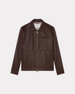 Shop Chevignon Blouson Motor Cacao Blouson En Cuir De Vachette