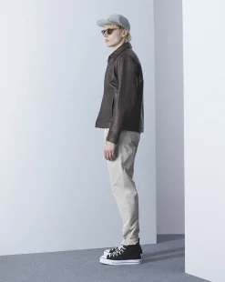 Shop Chevignon Blouson Motor Cacao Blouson En Cuir De Vachette