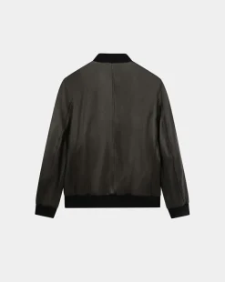 Shop Chevignon Blouson Teddy En Cuir Noir Blouson Col Teddy En Cuir D'Agneau