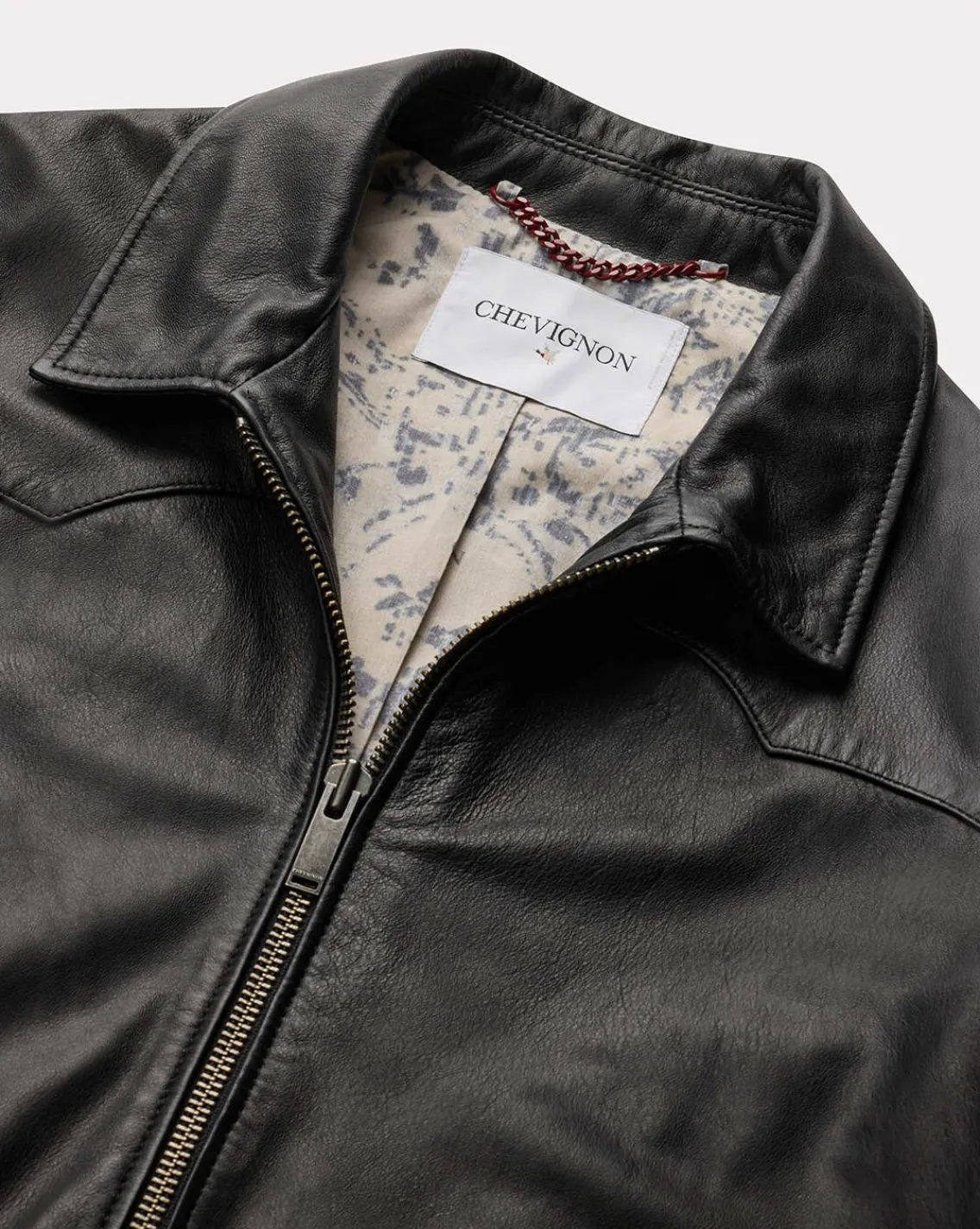 Cheap Chevignon Blouson Yoke Godzila Noir Blouson En Cuir D'Agneau