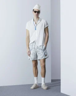 Store Chevignon Chemise Lin Short Togs Blanc Chemise En Lin Coupe Straight