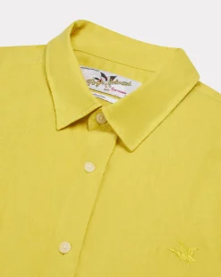 Hot Chevignon Chemise Lin Short Togs Jaune Chemise En Lin Coupe Straight
