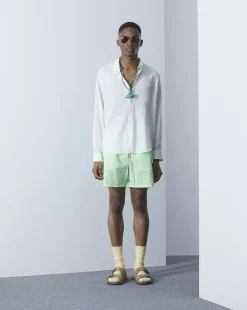 New Chevignon Chemise Lin Togs Blanc Chemise En Lin Coupe Straight