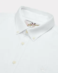 New Chevignon Chemise Lin Togs Blanc Chemise En Lin Coupe Straight
