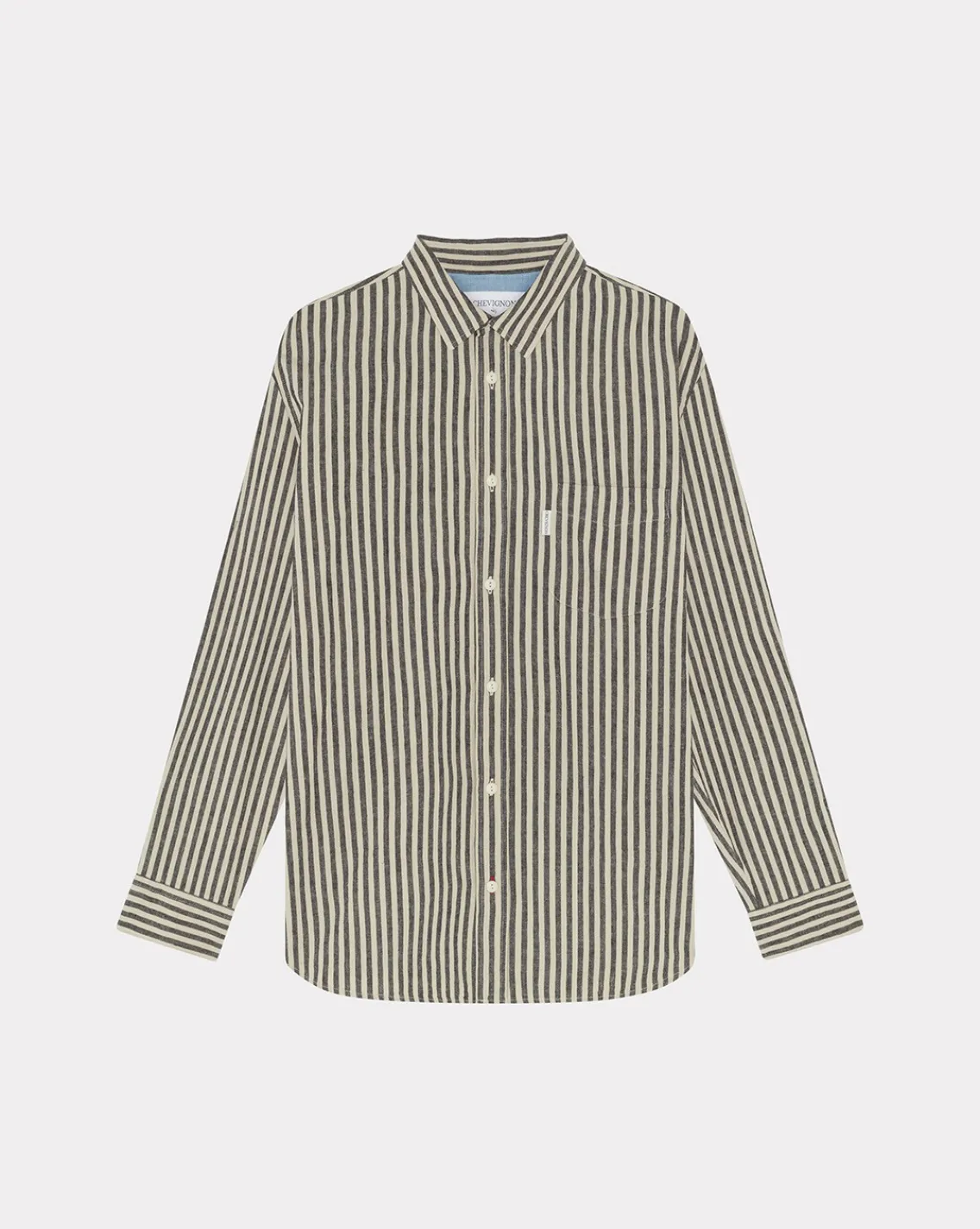 Sale Chevignon Chemise Pocket Stripes Gris Chemise En Lin Rayee
