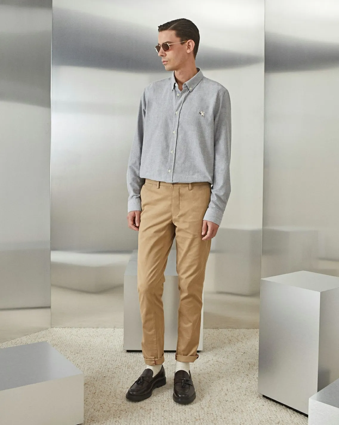 Outlet Chevignon Pantalon Duck Chino Beige Pantalon Chino Coupe Ajustee