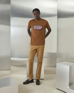 Outlet Chevignon Pantalon Duck Chino Marron Pantalon Chino Coupe Ajustee