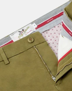 Online Chevignon Pantalon Duck Chino Vert Pantalon Chino Coupe Ajustee