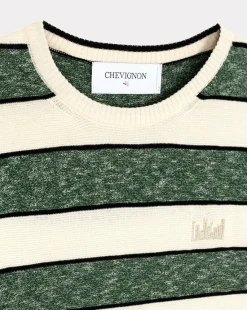 Hot Chevignon Pull City Mini Stripes Vert Pull Fin A Rayures