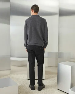 Best Chevignon Pull Polo Knit Anthracite Pull En Laine, Col Polo
