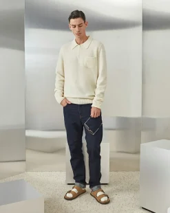 Discount Chevignon Pull Polo Knit Ecru Pull En Laine, Col Polo