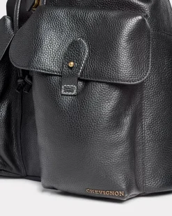 Shop Chevignon Sac Leather Backpack Noir Sac A Dos En Cuir De Chevre