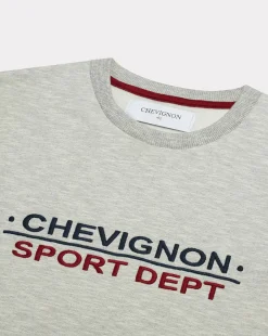 Hot Chevignon Sweathirt Sport Gris Sweat Brode Coupe Droite