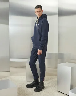 Discount Chevignon Sweatshirt Landscape Bleu Marine Sweatshirt Imprime A Capuche