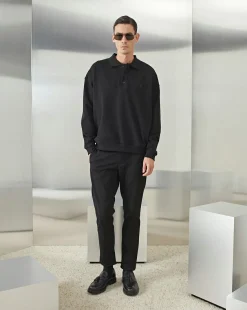 Discount Chevignon Sweatshirt Polo Sweat Noir Sweat Col Polo, 100% Coton