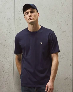 Sale Chevignon T-Shirt T-Togs Bleu Marine T-Shirt Uni Manches Courtes 100% Coton Biologique